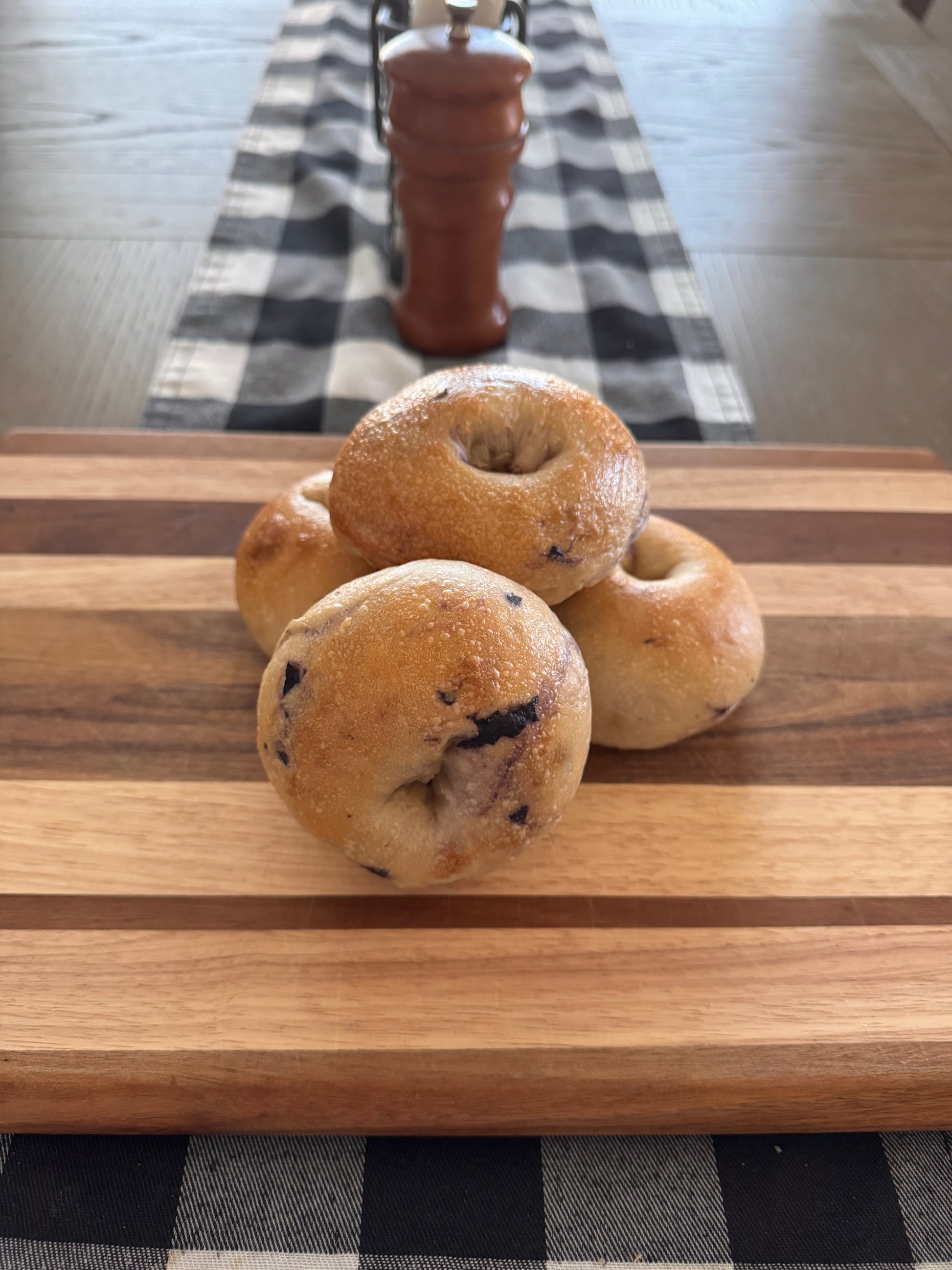 Naturally leavened sourdough blueberry bagels from The Sour Crumb