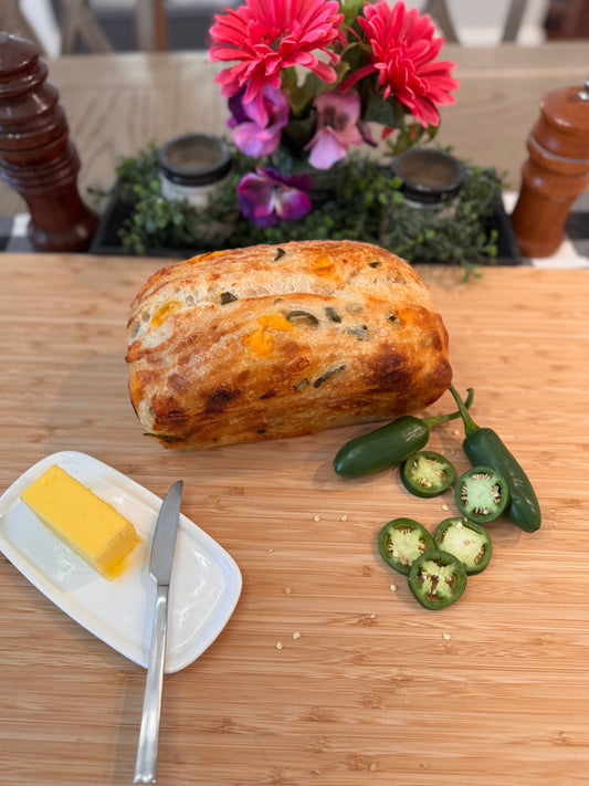 Cheddar jalapeno sourdough bread from The Sour Crumb cottage bakery in Madison, Alabama