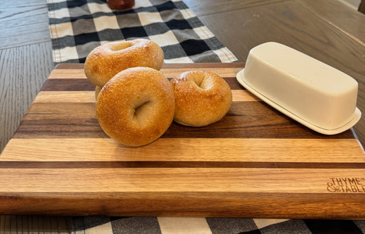 Plain sourdough bagels made with natural fermentation from The Sour Crumb bakery