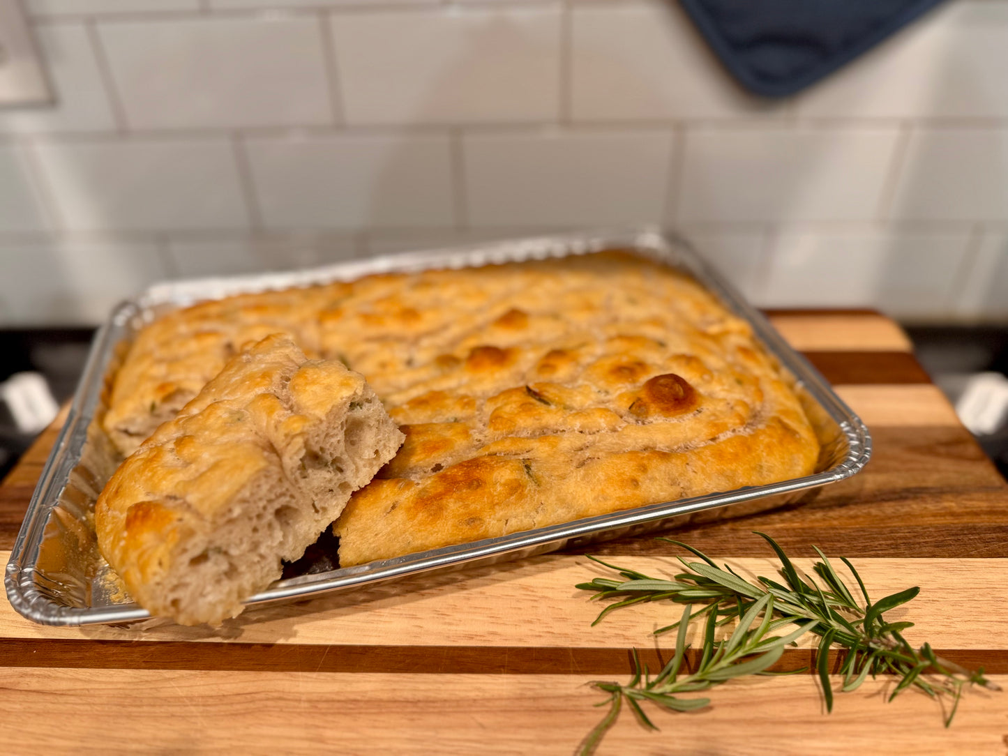 Rosemary focaccia made with sourdough from The Sour Crumb cottage bakery