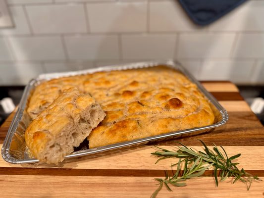 Rosemary focaccia made with sourdough from The Sour Crumb cottage bakery