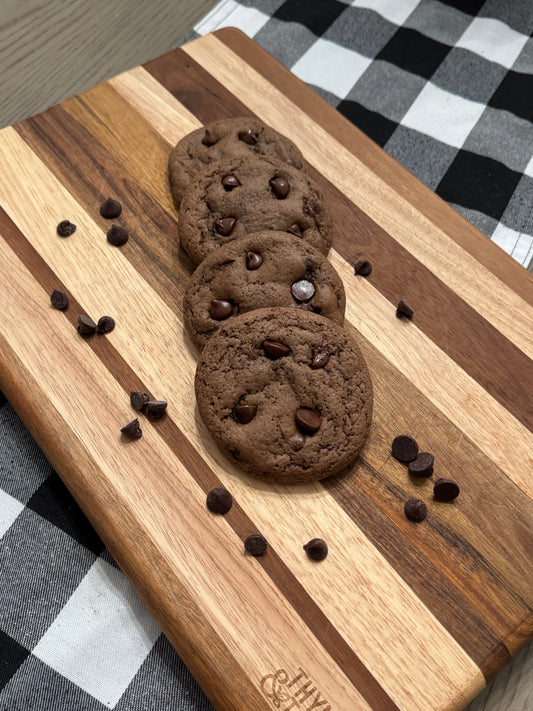 Triple chocolate espresso cookies made with sourdough starter from The Sour Crumb bakery